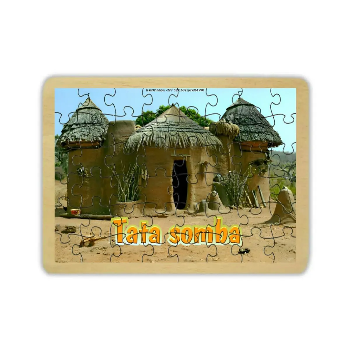 Puzzle culturel représentant un Tata Somba, habitat traditionnel du nord-ouest du Bénin